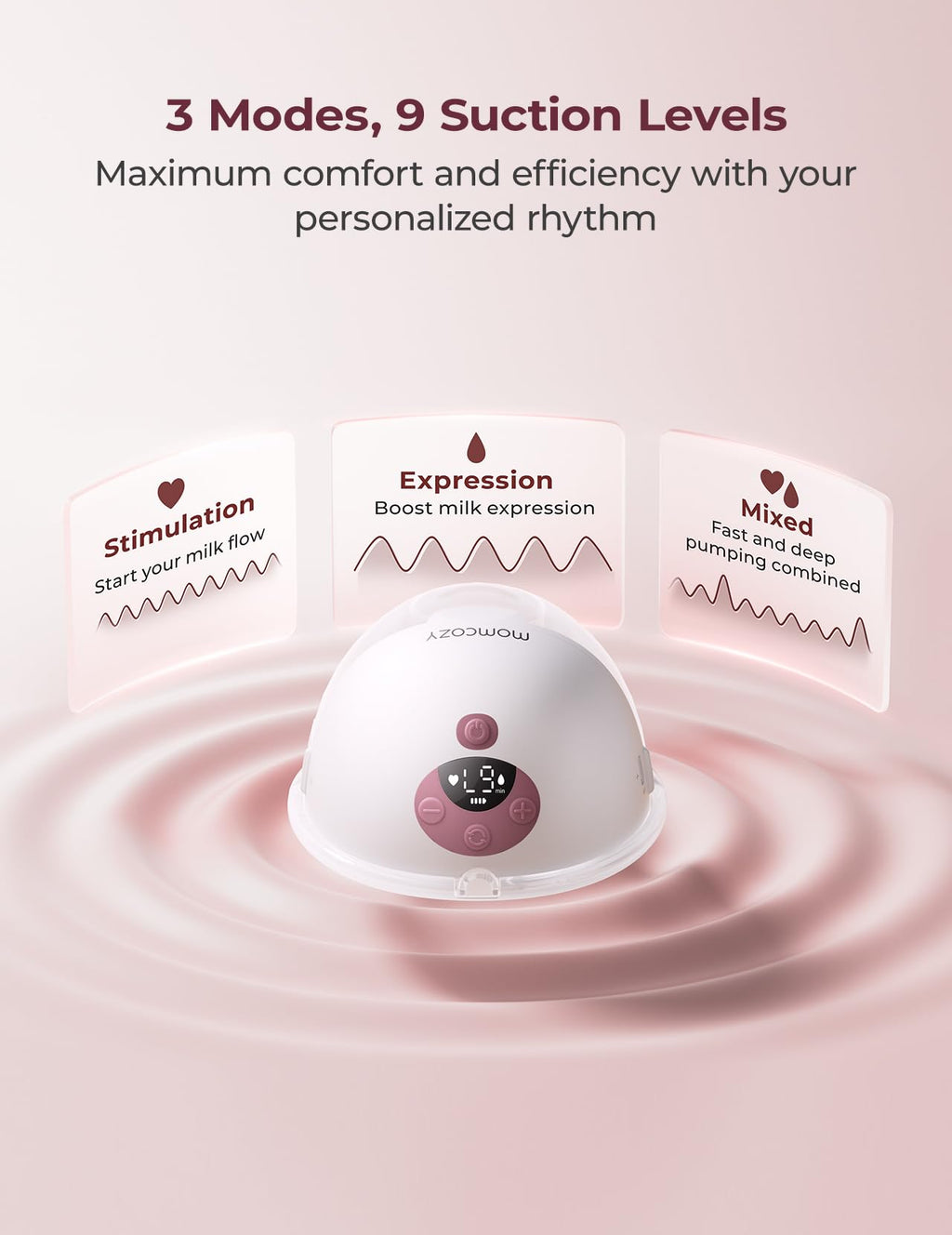 M5 Smart APP Controlled Wearable Breast Pump, 2-Pack Cozy Red