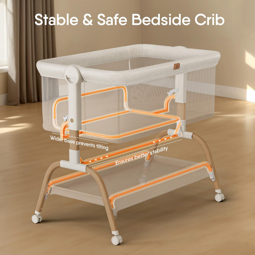 Bassinet Bedside Crib, Stable and Secure Crib for Newborns, Beige