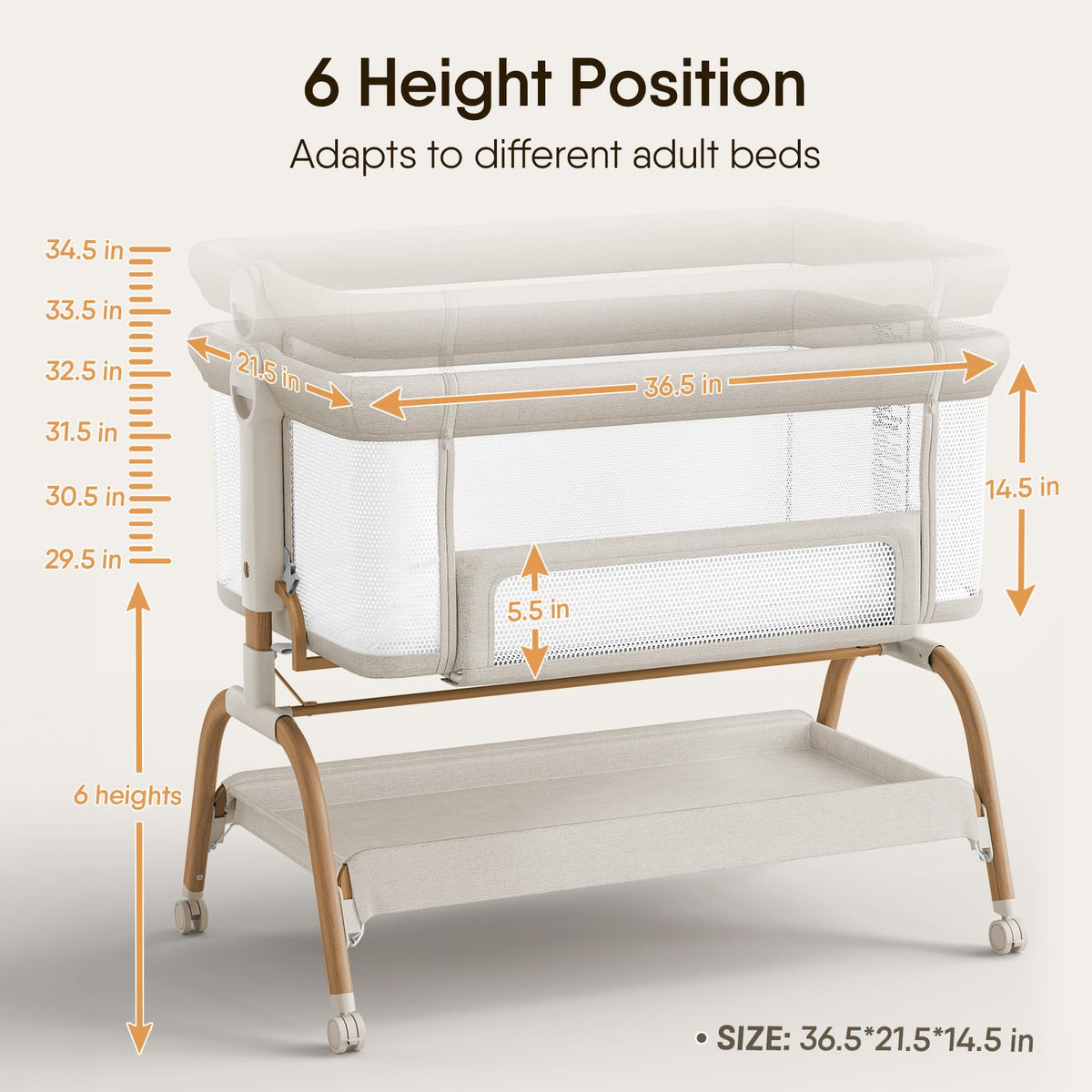 Bassinet Bedside Crib, Stable and Secure Crib for Newborns, Beige