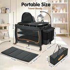 6 in 1 Baby Pack and Play with Bassinet - One-Step Setup Travel Crib, Small Portable Playpen for Babies, Portable Baby Bassinet, Changing Table, Toys Bar & Extra Large Storage Bag